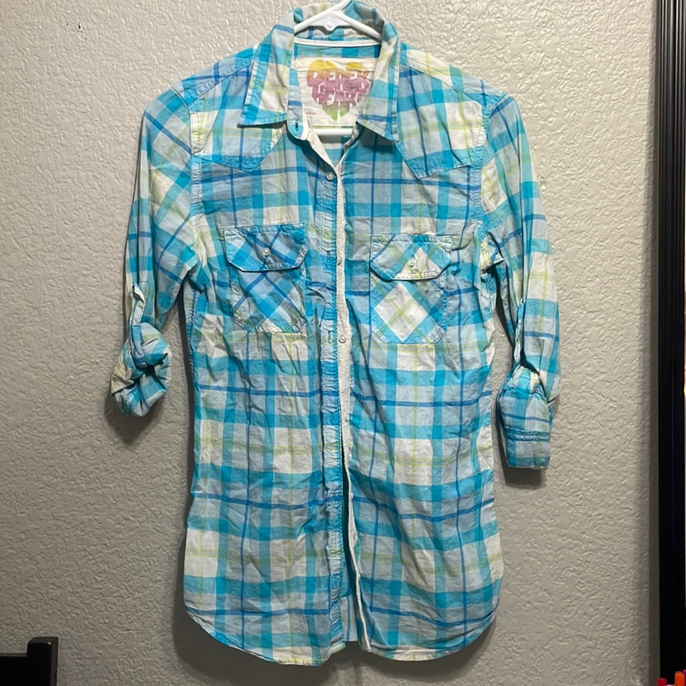 Plaid button up blouse
